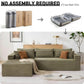 Plush Corduroy Sectional Sofa Deep Seat Memory Foam Cloud Couch - No Assembly