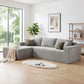 Plush Corduroy Sectional Sofa Deep Seat Memory Foam Cloud Couch - No Assembly