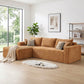 Plush Corduroy Sectional Sofa Deep Seat Memory Foam Cloud Couch - No Assembly