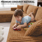 Plush Corduroy Sectional Sofa Deep Seat Memory Foam Cloud Couch - No Assembly