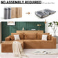 Plush Corduroy Sectional Sofa Deep Seat Memory Foam Cloud Couch - No Assembly