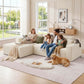Plush Corduroy Sectional Sofa Deep Seat Memory Foam Cloud Couch - No Assembly