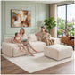 Modern L-Shaped Modular Cloud Sofa – Frameless Corduroy Sectional with Deep Seating