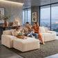 Modern L-Shaped Modular Cloud Sofa – Frameless Corduroy Sectional with Deep Seating