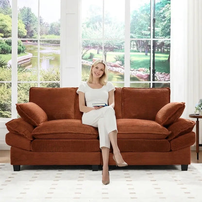 Modern Corduroy Love Seat Easy Assembly Cloud Sofa for Small Spaces & Apartments