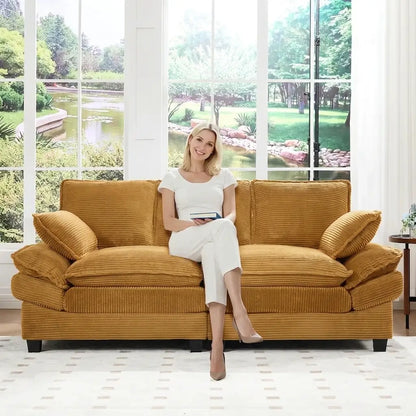 Modern Corduroy Loveseat Sofa for Small Spaces & Apartments