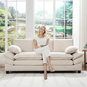 Modern Corduroy Love Seat Easy Assembly Cloud Sofa for Small Spaces & Apartments