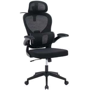 Black FLOGUOR ergonomic mesh office chair with adjustable headrest