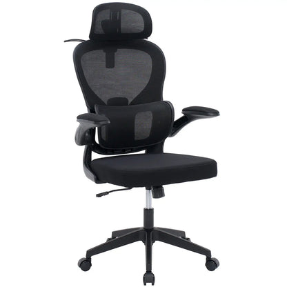 Black FLOGUOR ergonomic mesh office chair with adjustable headrest