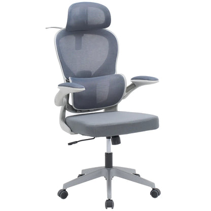 Ergonomic Mesh Office Chair High Back Desk Chair with Adjustable Headrest & Lumbar Support, Flip-Up Armrests