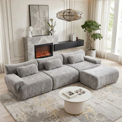 126in Sectional Boneless Couch L Shaped Convertible Modular Sofa No Assembly