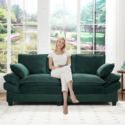 Modern Corduroy Love Seat Easy Assembly Cloud Sofa for Small Spaces & Apartments