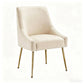 Luxury Velvet Chairs with Gold Metal Legs, Beige High-Back Design – Perfect for Dining Room, Kitchen, or Vanity