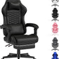 Ergonomic High Back Leather Gamer Chair with Footrest - Adjustable