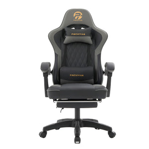 gaming chair adjustable armrest footrest, racing gaming chair black PU leather diamond stitch