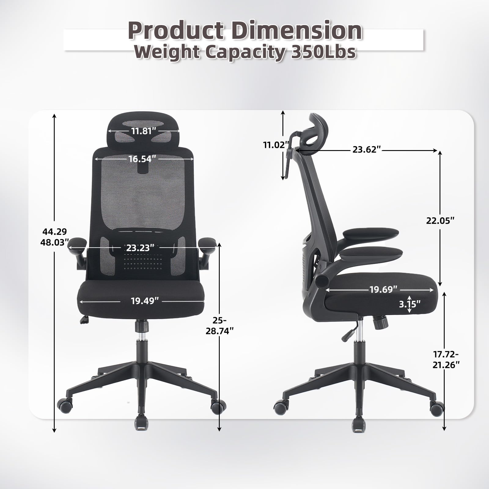 mesh office chair for home office, ergonomic desk chair black modern office