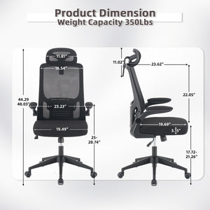 mesh office chair for home office, ergonomic desk chair black modern office
