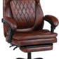 brown leather executive office chair with footrest, high back office chair brown leather