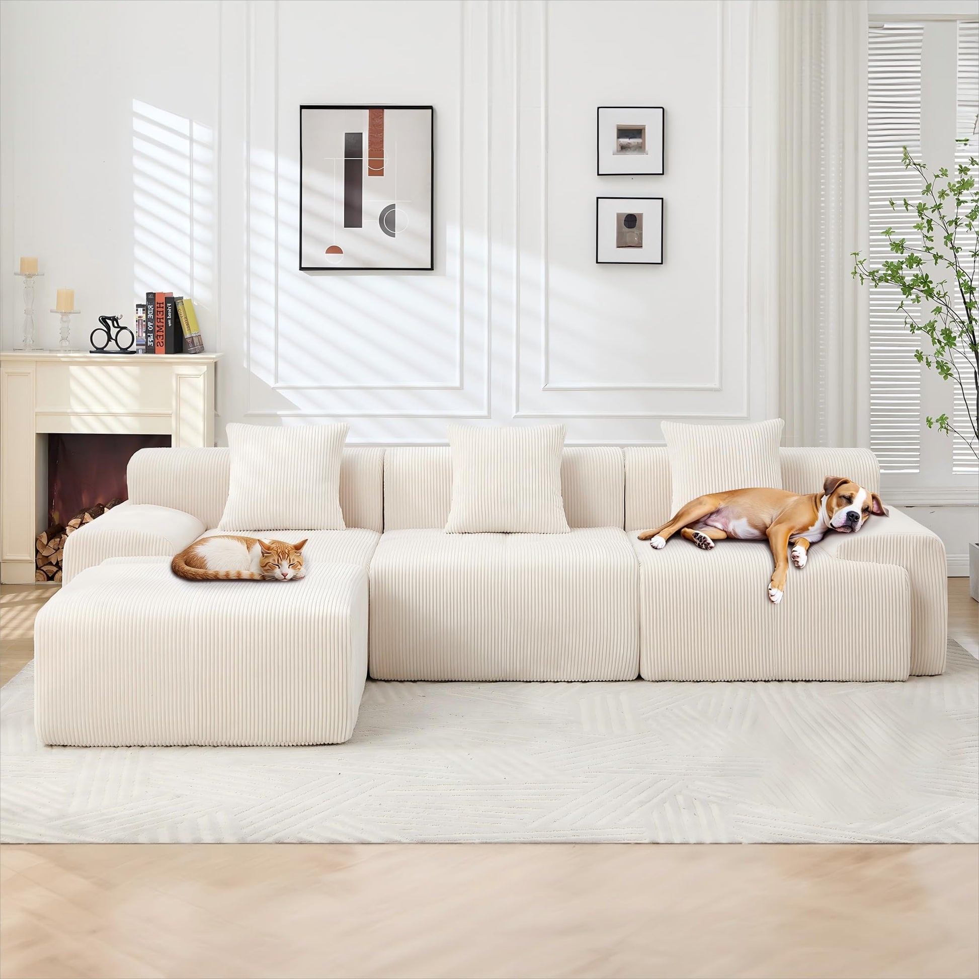 cream sofa with fireplace living room, family sofa with pets cream corduroy