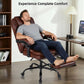 reclining executive office chair with footrest brown leather, office chair lay flat with footrest for nap