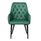 diamond tufted armchair green PU leather, upholstered dining chair green with arms