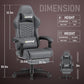 gray gaming chair with retractable footrest neck pillow, gaming chair honeycomb pattern ergonomic