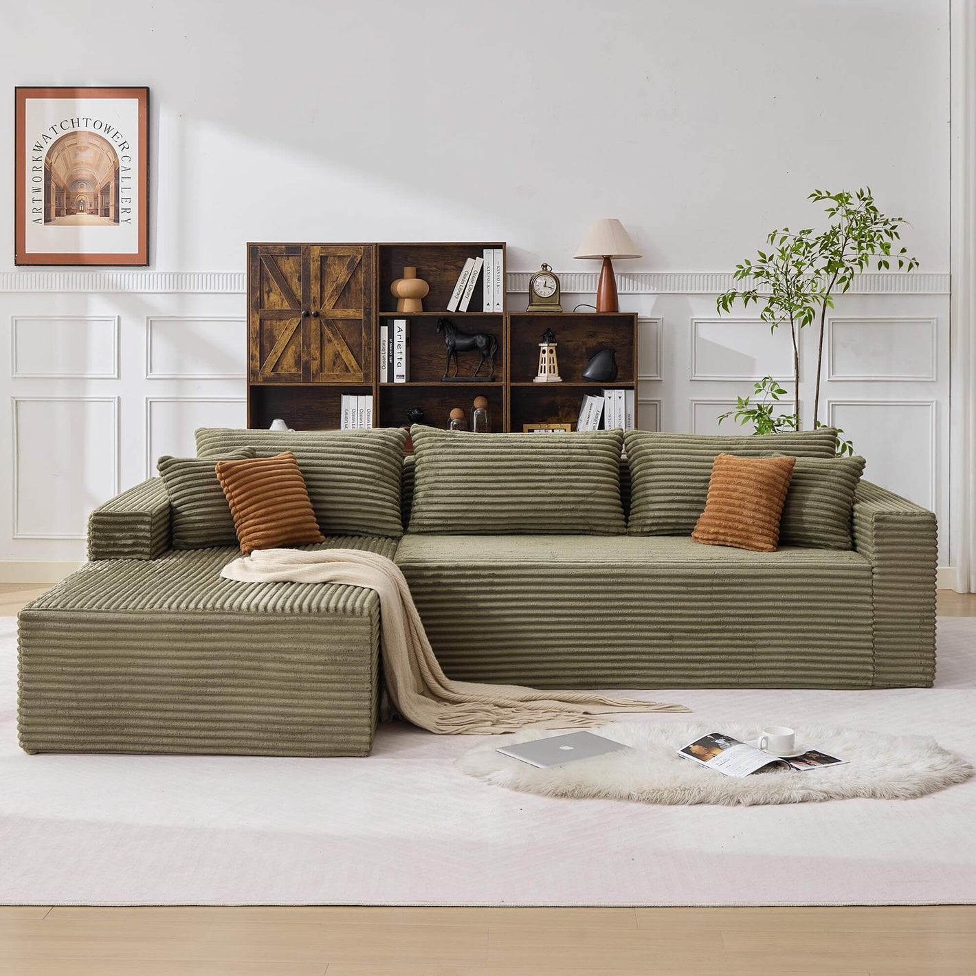 oversized L-shaped sectional sofa living room, corduroy sectional sofa with chaise lounge