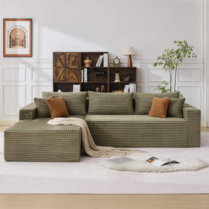 oversized L-shaped sectional sofa living room, corduroy sectional sofa with chaise lounge