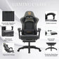 gaming chair detachable headrest lumbar pillow footrest, ergonomic gaming chair linked armrest metal base