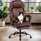 vintage leather office chair diamond stitch, executive chair retractable footrest dark brown